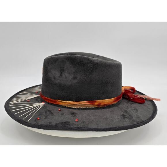 Custom Boho Indie Festival Western Embroidered Felt Hat Waco Boutique Find M